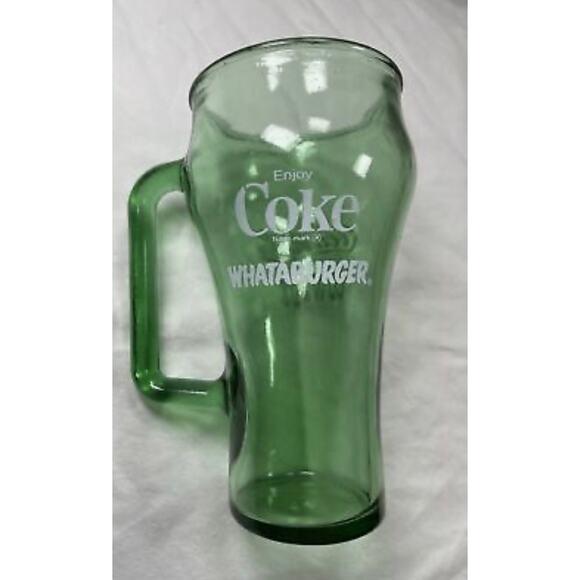 Coke Coca Cola Whataburger Dallas Cowboy Green Glass With Handle -1 - Picture 7 of 7